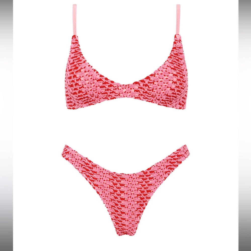 TRIANGL MAIA - ALINA PINK CROCHET SCOOP BIKINI SET (SIZE M)